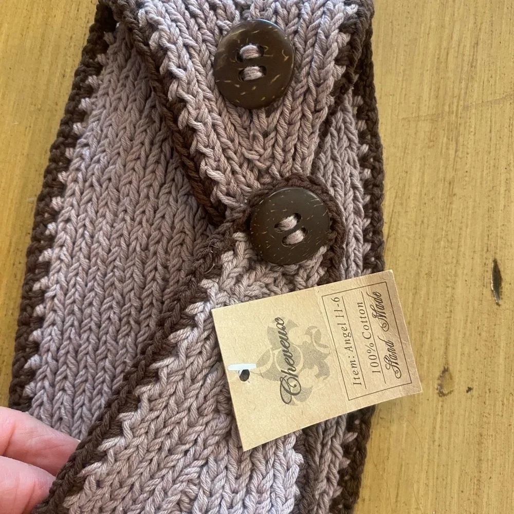HeadBand Handmade Cotton New Flower Brown Tan